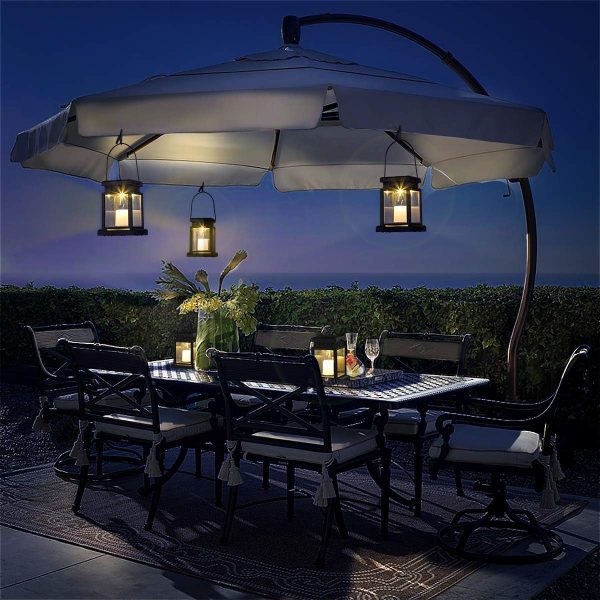 GIGALUMI 8 Pack Solar Hanging Lantern Outdoor, Candle Effect Light with Stakes for Garden, Patio, Lawn, Deck, Umbrella, Tent, Tree, Yard, Driveway-Warm White - Image 4
