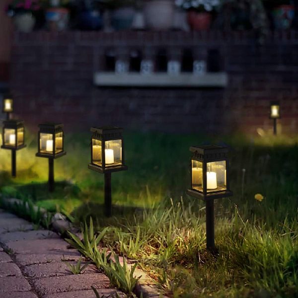 GIGALUMI 8 Pack Solar Hanging Lantern Outdoor, Candle Effect Light with Stakes for Garden, Patio, Lawn, Deck, Umbrella, Tent, Tree, Yard, Driveway-Warm White - Image 8