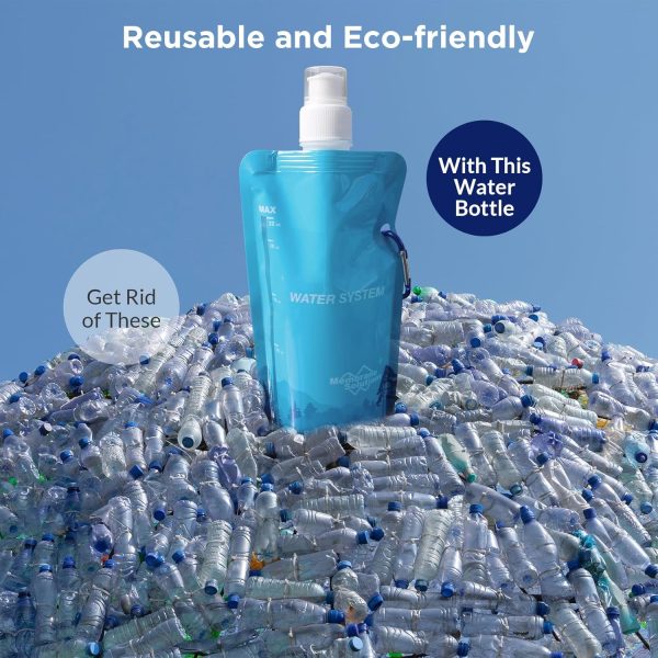 Membrane Solutions Collapsible 23oz Water Bottle with Filter Straw, Reusable Pouch and Carabiner, Foldable Water Container for Hiking, Camping, Travel, Emergency - Image 7