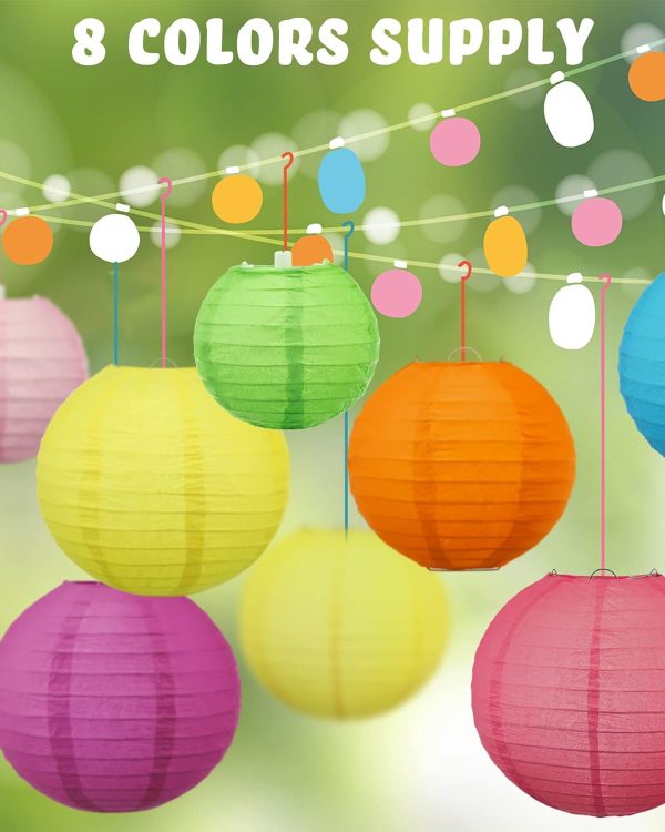 Treela 80 Pcs Paper Lanterns Chinese Japanese Paper Lanterns Classroom Party Decorations Ceiling Hanging Decor for Home Parties Weddings(4'', 6'', 8'', 10'',Multicolor) - Image 2