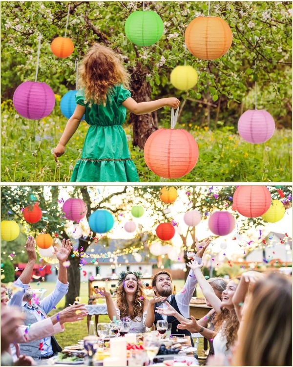 Treela 80 Pcs Paper Lanterns Chinese Japanese Paper Lanterns Classroom Party Decorations Ceiling Hanging Decor for Home Parties Weddings(4'', 6'', 8'', 10'',Multicolor) - Image 7